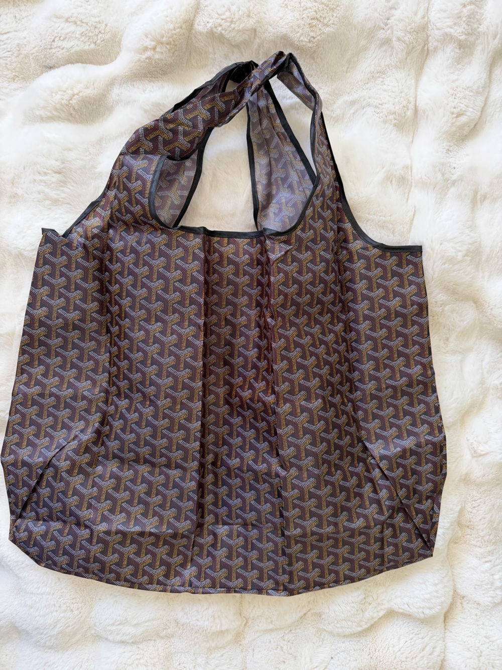 printed eco reusable shopping market tote bag foldable waterproof Brown